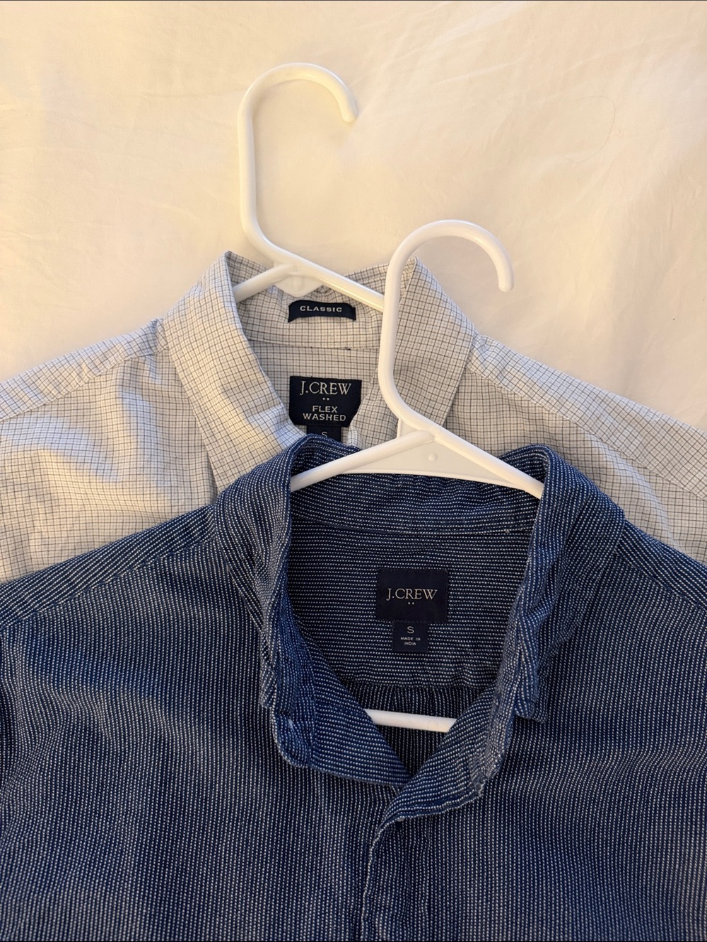 TWO J. Crew Men's Blue and Light Gray Casual Button-Down Shirts